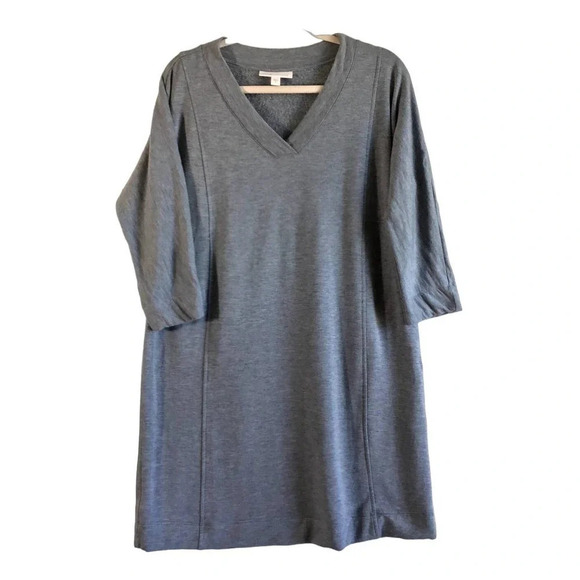 PureJill Womens S Gray Heather/BlueTranquility Fleece Dress/ Tunic Top - Picture 2 of 10